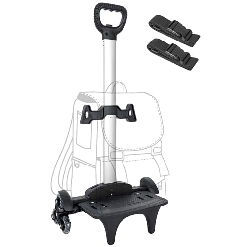 Backpack Trolley with Wheels, 6-Wheels Rolling Dolly Cart for Backpack, Luggage, Travel Hand Truck - size: 6 Wheels NO Edge