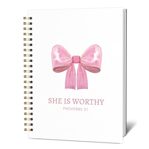 KIDEAR Christian Journal for Women, Prayer Notebook for Bible Study Notes,Cute Pink Bow Faith Journal,Coquette Preppy Christian Gifts for Teen Girls,Church Note Bible Study Supplies - A07 - color: color_07