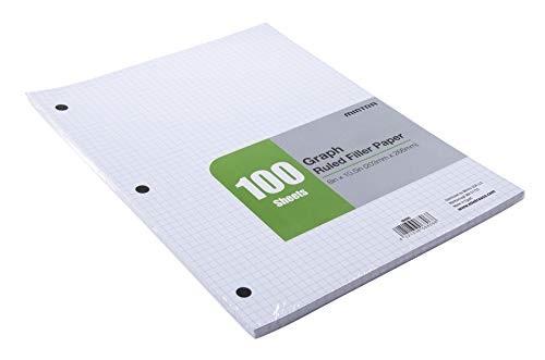 Mintra Office Filler Paper, 4x4 Graph Ruled, (Graph 100 Sheets/pack, 4 pack), Loose Leaf Paper for 3 Ring Binder, 3 Hole Punched, for Student, Home, Office, Business