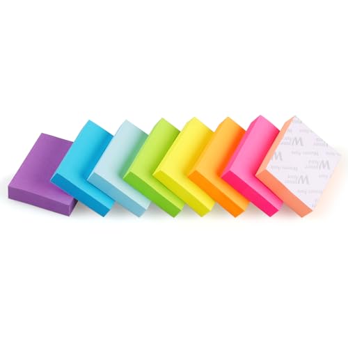 Winner Aura Sticky Notes 1.5x2 inch Bright Colors Self-Stick Pads 8 Pads/Pack 100 Sheets/Pad Total 800 Sheets