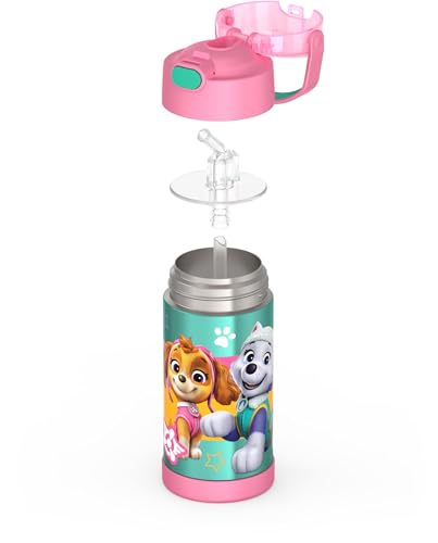 THERMOS FUNTAINER Water Bottle with Straw - 12 Ounce - Kids Stainless Steel Vacuum Insulated Water Bottle with Lid, Paw Patrol Girl - color: Paw Patrol Girl