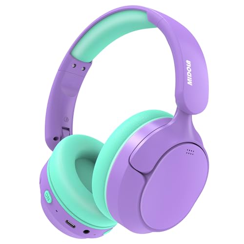 MIDOLA Kids Bluetooth Headphones Active Noise Cancelling,68H Play Time,Lightweight Wireless Foldable Over-Ear Headphone for Kid Toddler,Volume Limited 85/94dB,Headsets with Built-in Mic Purple - color: Purple