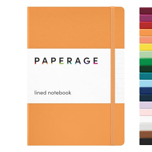 PAPERAGE Lined Journal Notebook, (Marigold), 160 Pages, Medium 5.6 in x 8 in - 100 GSM Thick Paper – Hardcover Journaling Notebook for Work, School & Note Taking - color: Marigold, style: A. Lined