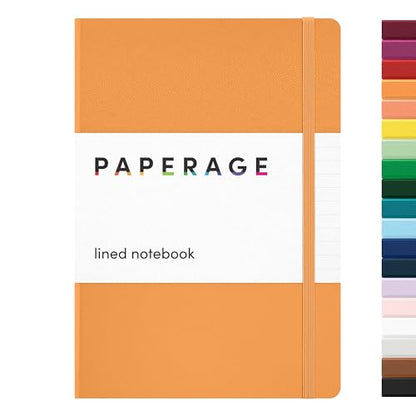 PAPERAGE Lined Journal Notebook, (Marigold), 160 Pages, Medium 5.6 in x 8 in - 100 GSM Thick Paper – Hardcover Journaling Notebook for Work, School & Note Taking - color: Marigold, style: A. Lined