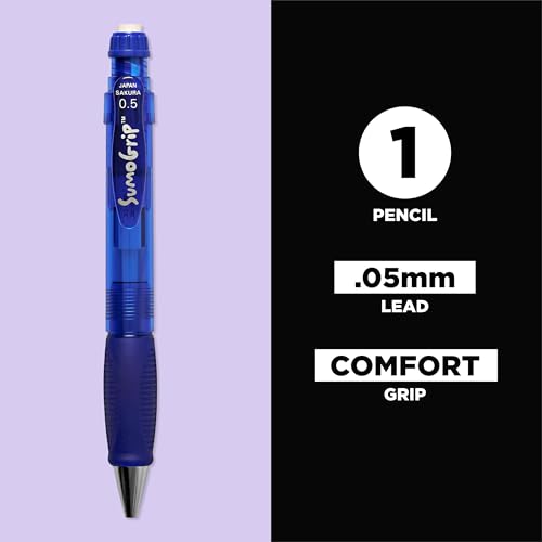 SAKURA 50282 SumoGrip 0.5-mm Pencil with Eraser, Clear Blue - color: Clear Blue