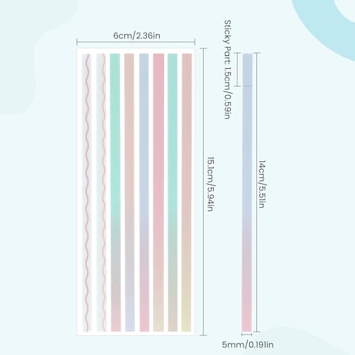 NEWEST 960 Pieces Transparent Highlighter Strips for Reading, Gradient Removable Highlighter Tapes Tabs for Annotating Book, Long Page Sticky Notes Index Tabs with Lines for Aesthetic Office School