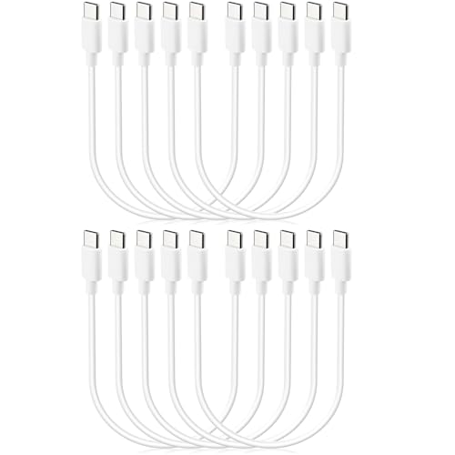 Smays Short USBC to USB C Cable 10-Pack Bulk, Type C Charging Cord Multipack, 1 ft - color: White, size: 1 Foot