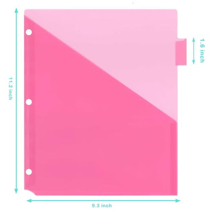 WOT I Plastic 8-Tab Dividers with Two Pockets, Multicolor, Set of 2, 16 Pieces - color: Translucent Blue,pink,red,yellow - Double-side Pockets, size: 16 Tabs