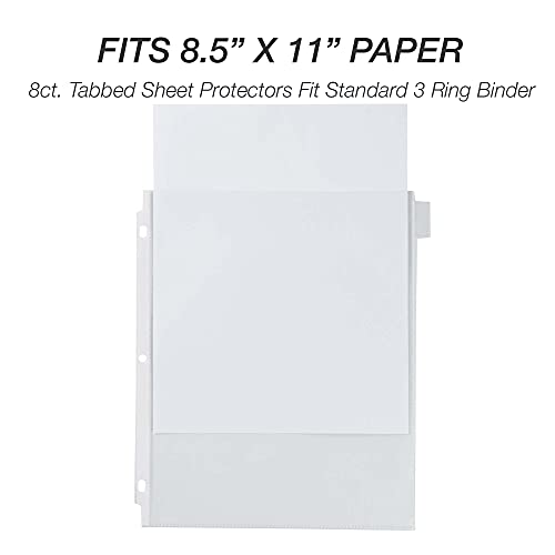 Samsill 8 Tab Recipe Dividers, Recipe Sleeves, Sheet Protector Dividers, with Tab Inserts, Clear, Super Heavyweight, Top Loading, 3 Hole Punched for Standard Letter Size Binders, Archival Safe - size: 1 Pack, style: Tabbed (Letter Size)
