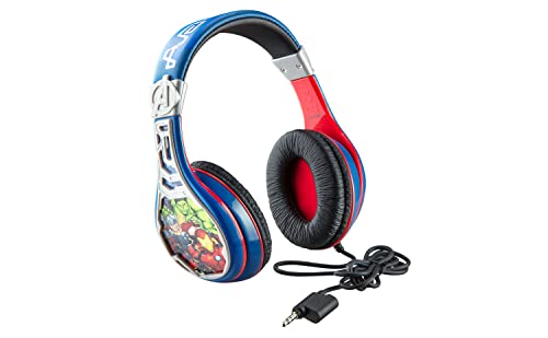 eKids Avengers Headphones for Kids, Wired Headphones for School, Home or Travel, Tangle Free Stereo Earphones with Volume Control, 3.5mm Jack, For Fans of Avengers Merchandise - color: Avengers