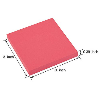 ZCZN 400 Sheets Pop-up Sticky Notes, 3 x 3 Inches, 4 Pads Bright Color Self-Stick Notes, 100 Sheets/Pad, Red - color: Red