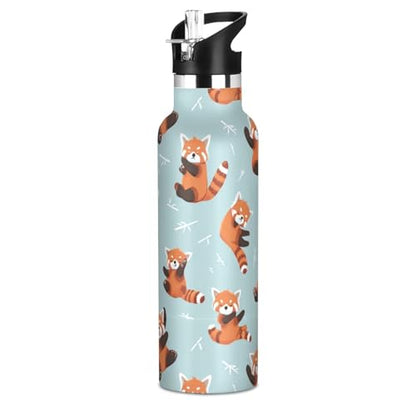 20 Oz Water Bottle for Boys Girls Cute Red Panda Kids Insulated Stainless Steel Water Cup for Sports Travel and School - color: Red Panda
