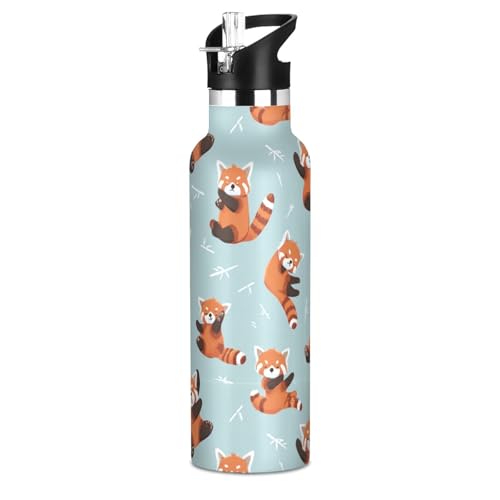 20 Oz Water Bottle for Boys Girls Cute Red Panda Kids Insulated Stainless Steel Water Cup for Sports Travel and School - color: Red Panda