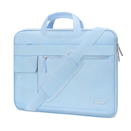 MOSISO Laptop Shoulder Bag Polyester Flapover Briefcase Sleeve Case | Compatible with MacBook Air/Pro,13-13.3 inch Notebook,Compatible with MacBook Pro 14 inch M5 M4 M3 M2 M1 2026, Airy Blue - color: Airy Blue, size: 13.3 inch