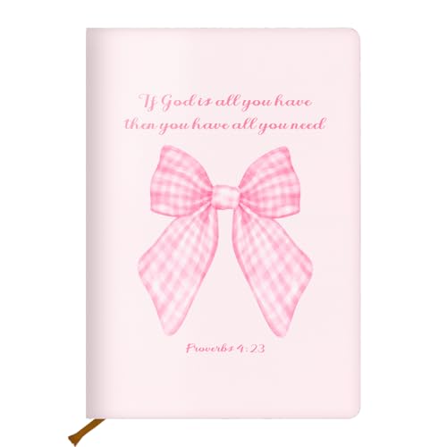 Pink Bow Bible Hard Shell Journal Notebook, Bible Notebooks for Note Taking, College Ruled Notebook, Inspirational Hardcover Notebooks, Journals for Writing Note Taking 200 Sheets (5.8 x 8.3)-3 - color: Multi 1568