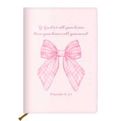 Pink Bow Bible Hard Shell Journal Notebook, Bible Notebooks for Note Taking, College Ruled Notebook, Inspirational Hardcover Notebooks, Journals for Writing Note Taking 200 Sheets (5.8 x 8.3)-3 - color: Multi 1568