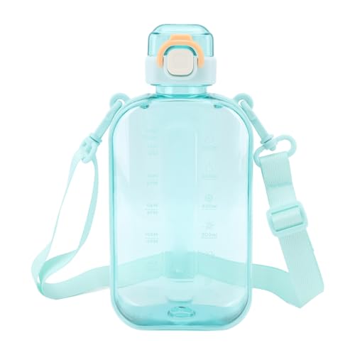 750ml Bottle with Time Markers, Portable Green Sports Fitness Silicone Straw & Shoulder Strap for Daily Hydration Gym Office Outdoor Activities Motivational Leakproof Design - color: Green