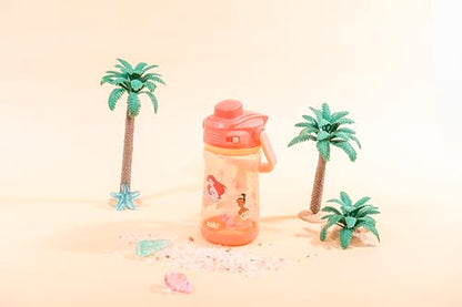 Zak Designs Disney Princess Beacon Kid Water Bottle for Travel, 12oz Plastic is Durable and Leak-Proof with Liquid Lock Spout, Carry Handle, Protective Base (Ariel, Cinderella, Moana, Rapunzel, Tiana) - color: Disney Princess (Ariel, Cinderella, Moana, Ra