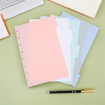 NOLITOY 3 Sets 5.5" X 8.5" Plastic Loose-Leaf Dividers with Writable Tabs, Notebook Index Divider Sheets for School Binder Organization and Planner Filing