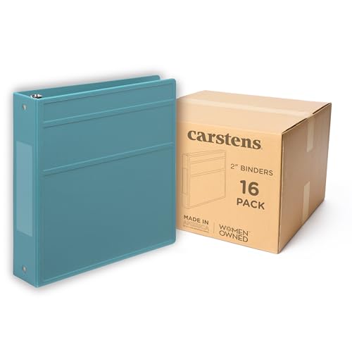 Carstens 2-Inch Heavy Duty 3-Ring Binder - Side Opening, Powder Blue, Durable Plastic, No-Gap Rings, Waterproof Cover No Pockets, Holds 300 US Letter Sheets, BPA-Free, Made in USA (2824-3R) Case of 16 - color: Light Blue, size: Case of 16
