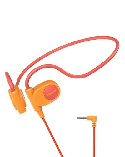 Mehomeli Kid Headphones for School, Air Conduction Open Ear Headphones, 3.5mm Jack Wired Cord, Ultra-Comfort, Ergonomic and Lightweight Design Perfect for School and Outdoor Activities-Orange - color: Orange