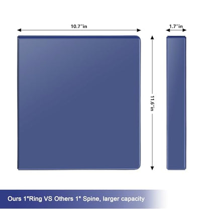 COMIX Sturdy 1 Inch Binders 3 Ring with Clear View Cover, 1" Slant-D Ring View Binder Holds 225 Sheets of US Letter Size Paper, 6 Pack (Blue) - color: Blue, size: 1 inch