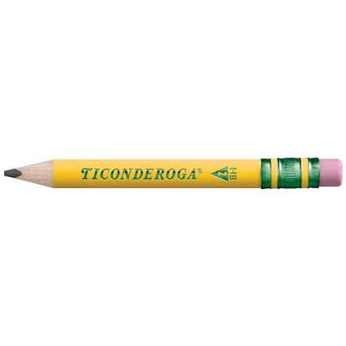 Ticonderoga My First Half-Size Wooden Pencils, 12 Pencils/Pack, 1 Pack | Large Triangle-Barrel Pre-Sharpened #2 (HB) Short 4.5" Yellow Pencils with Erasers, X33012