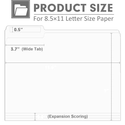File Folder, PANDRI 120 Pack File Folder, 1/3 Cut Tab, Letter Size, Filing Folder for Office School Business, White - color: White
