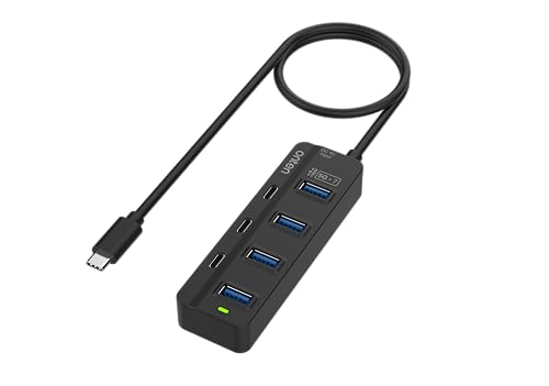 Onten USB C Hub,7 Ports USB Type-C HUB 3.2ft Cable 4*USB3.0 Ports,3*USB-C Ports forThunderbolt 3/4 MacBook Surface Pro and More Type-C Devices