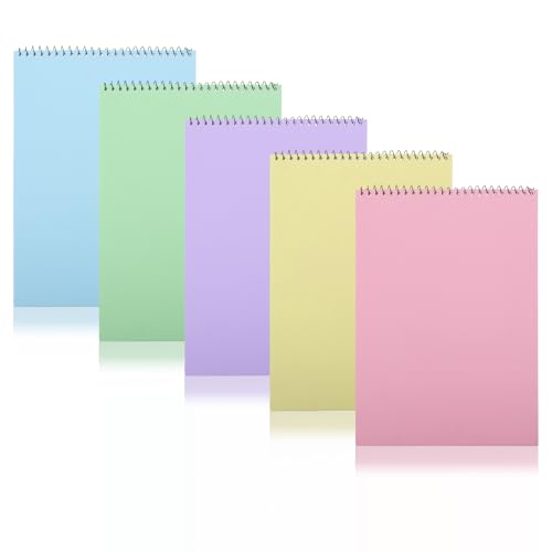 Leooomap 5-Pack Pastel Top Spiral Notebooks, 8.5" x 11" College Ruled Aesthetic Legal Pads, 30 Sheets Each, Easy-Tear Perforated Pages for School, Office, Journaling & Note-Taking Supplies
