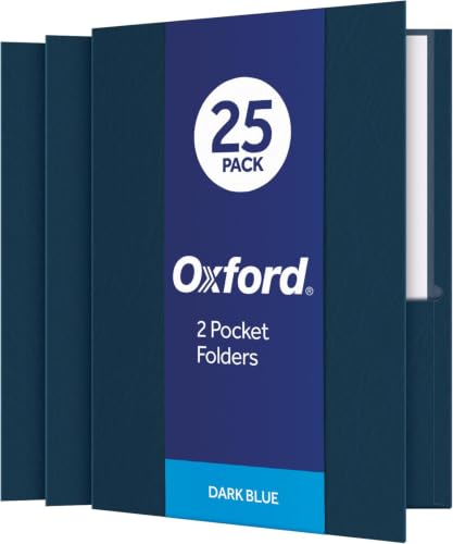 Oxford Twin-Pocket Folders, Textured Paper, Letter Size, Dark Blue, Holds 100 Sheets, (57538EE) 25 Count (Pack of 5) - color: Dark Blue, size: 25 Count (Pack of 5)