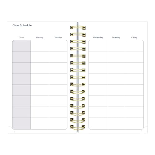 Blueline® Essential Academic Daily/Monthly Planner, August 2025 to July 2026, Twin-Wire Binding, Poly Cover, 8" x 5", Blossom Design, White (CA214PG.01-26)
