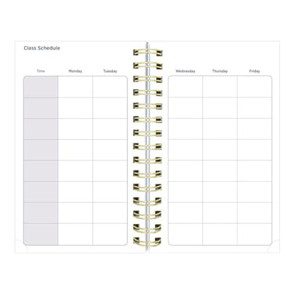 Blueline® Essential Academic Daily/Monthly Planner, August 2025 to July 2026, Twin-Wire Binding, Poly Cover, 8" x 5", Blossom Design, White (CA214PG.01-26)