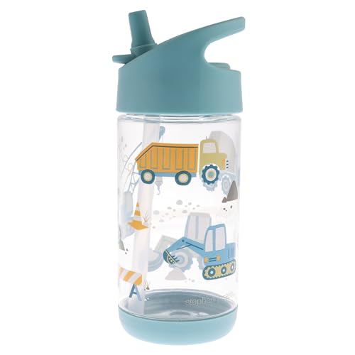 Stephen Joseph, Kids Flip Top Water Bottle, 10 oz Tritan BPA Free, Water Bottle for Girls & Boys, Back to School Flip Top Bottle, Construction - color: Construction