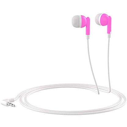 Maeline Bulk Earbuds with 3.5 mm Headphone Plug - 30 Pack - Pink - color: Pink, size: 30 Pack