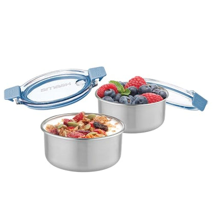 Smash Stainless Steel Snack Pot, Blue, 200 ml/ 6.7oz Capacity (Pack of 2) - color: Blue, size: 2 x 200 ml (6.7 fl oz)