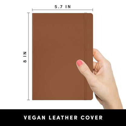 PAPERAGE Lined Journal Notebook, (Cognac), 160 Pages, Medium 5.6 in x 8 in - 100 GSM Thick Paper – Hardcover Journaling Notebook for Work, School & Note Taking - color: Cognac, style: A. Lined