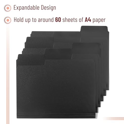 Mr. Pen- Black File Folders Letter Size, 6 Pack | 1/3 Cut Tab & Expandable Design, 24 pcs of Labels, File Folders Black - color: Black, size: 6 per Pack