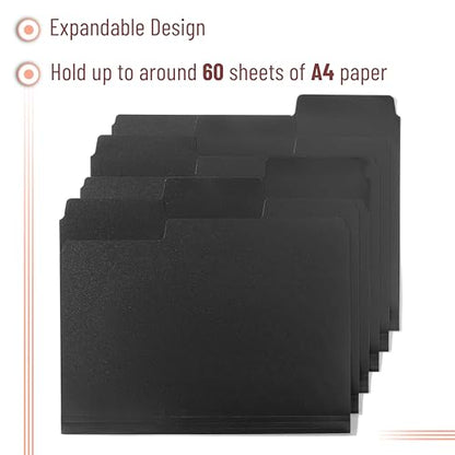 Mr. Pen- Black File Folders Letter Size, 6 Pack | 1/3 Cut Tab & Expandable Design, 24 pcs of Labels, File Folders Black - color: Black, size: 6 per Pack