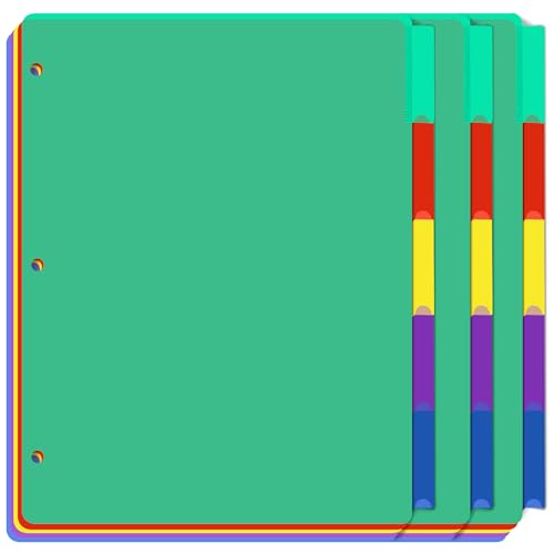 Darice 5-Tab Plastic Dividers 15 Pcs - Binder Dividers with Tabs - Multicolored Plastic Divider for 3 Ring Binder - File Organization – Ideal for Office, Back to School Supplies - color: 5-tab 15 Pack/No Pockets