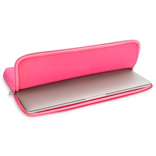 RAINYEAR Laptop Sleeve Case Compatible with 13.3 Inch Notebook Computer Tablet Chromebook 14" MacBook Pro/Max M1 M2 M3 M4 M5 Soft Carrying Bag Protective Cover with Accessories Pouch (Bright Pink) - color: Bright Pink, size: 13"-13.3"