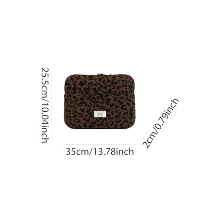 Leopard Print Laptop Sleeve for 13 Inch Mac-Book, Quilted Protective Soft Case, Cheetah Print Computer Cover Compatible with Air & Pro Models - color: Coffee-Leopard
