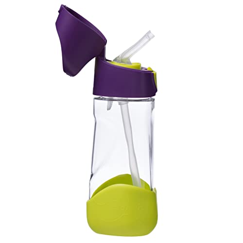 b.box Kids Water Bottle – Tritan Toddler Drink Bottle with Straw for School, Daycare, Travel w/ Easy-Grip Triangular Design, Leak Proof Lid & Handle, BPA Free, Dishwasher Safe (Passion Splash) - color: Purple, size: 15 Ounces