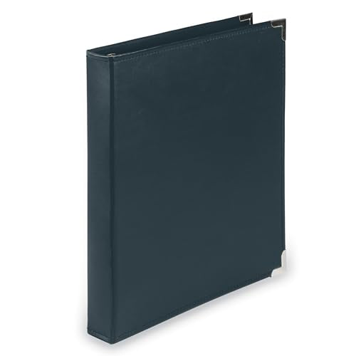 Samsill Classic Collection 3 Ring Leather Binder, Executive Presentation Portfolio, 1 Inch (Holds 100 Sheets), Silver Round Ring, Navy - color: Navy, size: 1 Inch, style: Classic