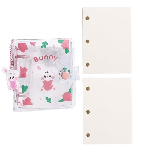 Leadigol Mini Photo Album Cover, 3 Ring Photocard Holder Book 1 Pc Binder Notebook Cover with 2 Pcs Loose Leaf Binder Ring Notebook Cove for Women Girl(Pink) - color: Pink