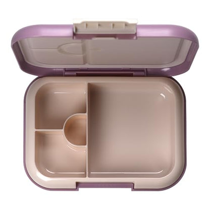 Bento Midi Lunch Box with carrying handle – 4 No-Mix Compartments | Microwave & Dishwasher Safe,Removable Tray | 900ML OZ (Purple Dark Powder) - color: Purple Dark Powder