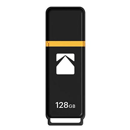 Kodak EKMMD128GK103 - USB Drive 3.2/3.1/3.0-128 GB, 128 Go - Classic Serie - K100 Model - Black mat casing with a Transparent Yellow Neck + a Cap - size: 128GB