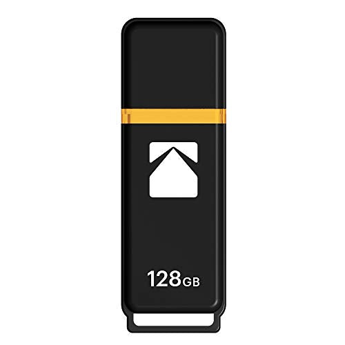 Kodak EKMMD128GK103 - USB Drive 3.2/3.1/3.0-128 GB, 128 Go - Classic Serie - K100 Model - Black mat casing with a Transparent Yellow Neck + a Cap - size: 128GB