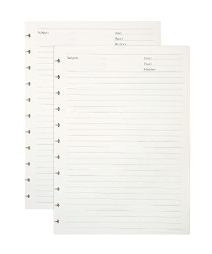 Discbound Notebook Refills for 11 Discs Notebooks 8.6 in x 12 in Letter Size 120 Sheets Multi-Subject Project Lined Pages Customizable Removable Pages(100 GSM) Heavyweight Planing Paper - color: White Refills, size: Large