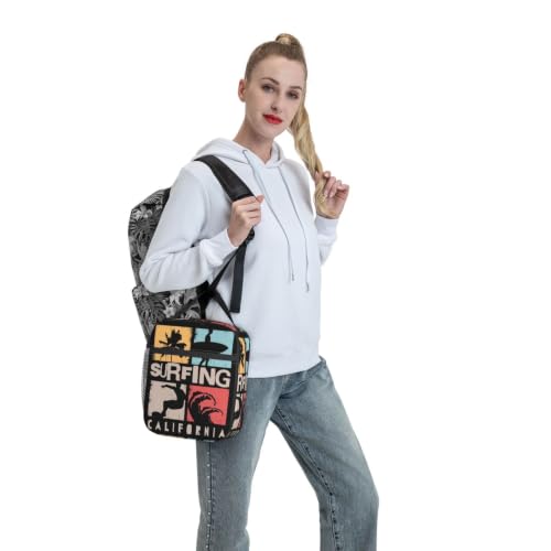 Surfing California Lunch Bag 10In | Insulated Lunch Box Reusable Tote Bag For Picnic Office For Women Men - color: Style 10